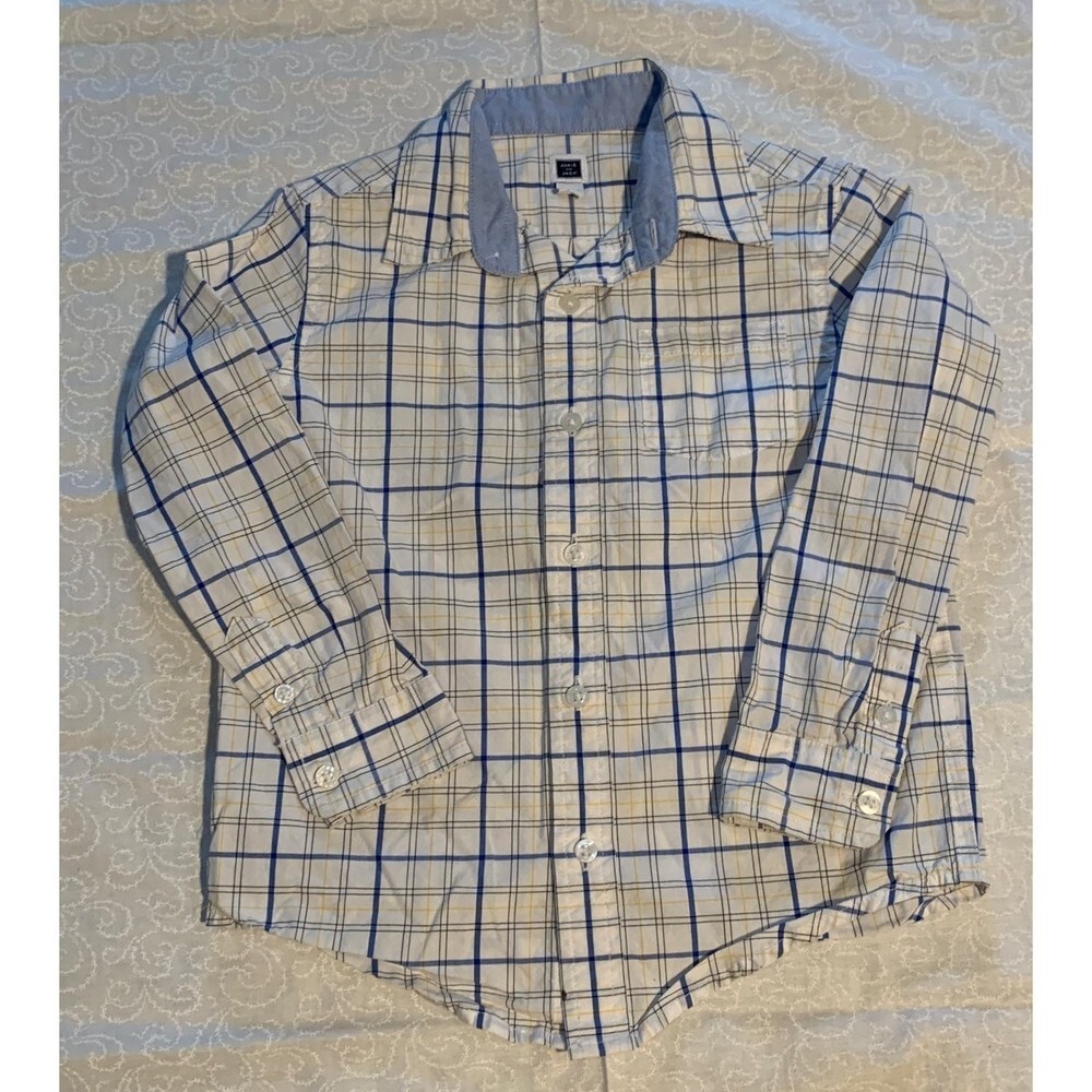 Janie and Jack boys plaid long sleeve button down dress shirt size 4/5
